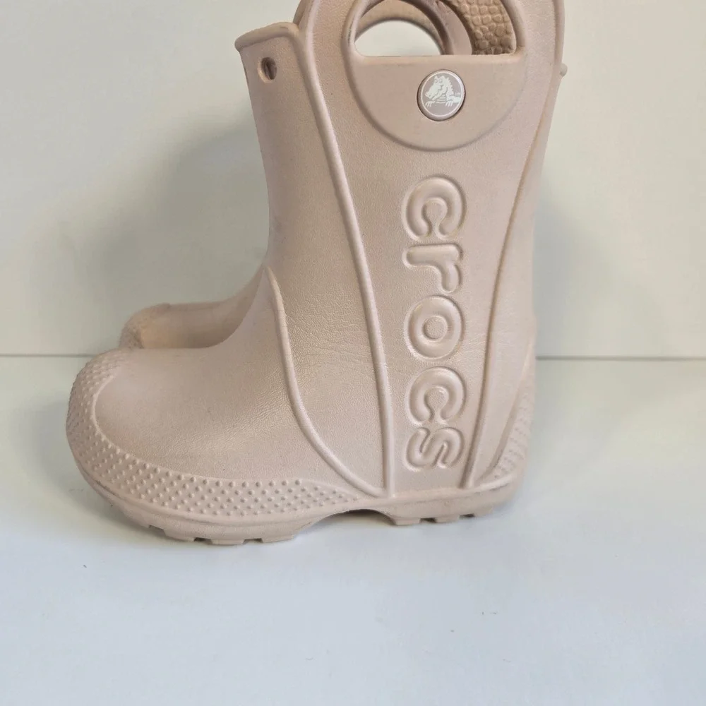 Crocs Handle It Rain Boot Croslite Kids Size C7 Pink Waterproof Pull-On